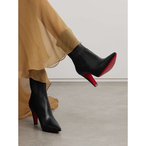 CHRISTIAN LOUBOUTIN Santigag 85 Leather Ankle Boots in Black 41 - Picture 1 of 4
